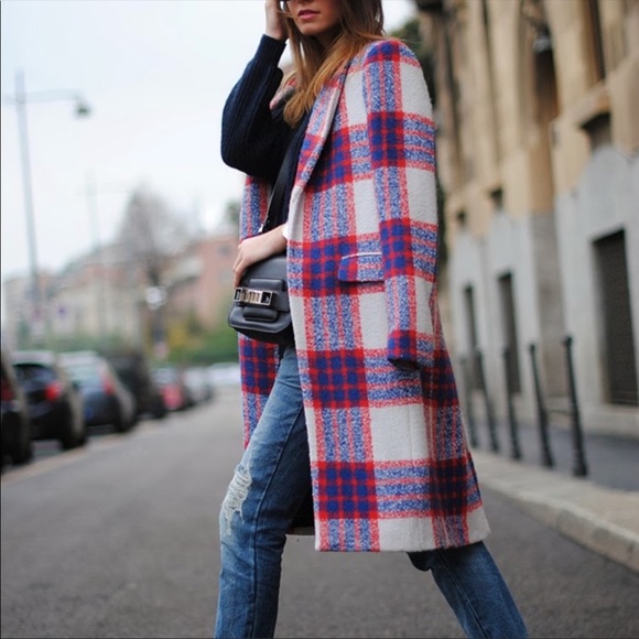 Zara Jackets & Blazers - Zara Tarten Checkered Plaid Long Wool Jacket Coat